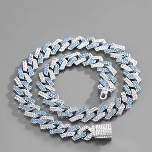 Luxury Hip Hop Cuban Chain Blue Moissanite <b>Diamond</b> Quartz ETA Automatic <b>Watch</b> Pointer Dial Stainless Steel Band Sapphire Glass - Product Image 1