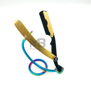 Venta al por mayor de acero inoxidable logotipo personalizado peluquero profesional maquinilla de afeitar recta Manual afeitado sostenible afilado cuchillas de un solo filo - Product Image 5