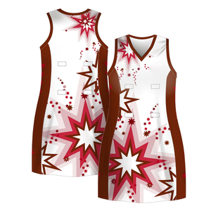 Diseño libre OEM Mujeres Baloncesto Vestido Blanco Azul Impreso Netball Uniformes Vestido Femenino - Product Image 3