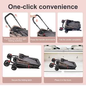 Poussette ultra légère pour animaux de compagnie TH-PPS-189 avec doublure amovible Rangement facile Pli et apparence élégante Conception personnalisée - Product Image 5