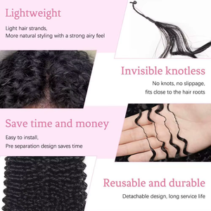 Nuovo Arrivo: <span class=keywords><strong>Extension</strong></span> per Capelli 100% Indiani Vergini Remy, Fatte a Mano, Doppia Trama, Linea Feather, Crochet Deep Wave per Trecce da <span class=keywords><strong>Donna</strong></span> - Product Image 3