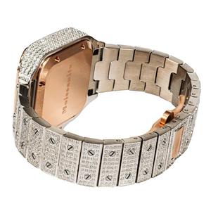 Montre pour femme en moissanite et diamants, style hip-hop glacé, or rose 18 carats bicolore, mouvement à quartz de luxe, bijou de mode, montre-bracelet - Product Image 2