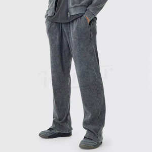 Pantalones Casuales de Hombre, de Algodón, de Pierna Recta, con Bolsillos, Cintura Elástica, Ligeros, de Cintura Media, con Parches - Product Image 4