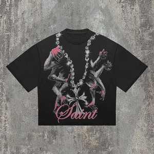 Camiseta gráfica de gran tamaño pesada con lavado ácido Vintage para hombre de alta calidad 100% algodón hombro caído personalizado al por mayor - Product Image 2