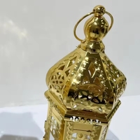 Lanternes marocaines dorées décoratives de luxe écologiques pour Ramadan et l'Aïd, lot de 3 en métal/verre, à poser au sol – Vente chaude
