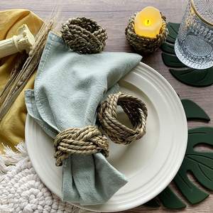 Vietnam anneau porte-paille naturel pour serviette prix de gros jonc de mer ronds de serviette tissé à la main herbe de mer décor de table - Product Image 6