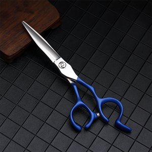 Ciseaux de Salon de coiffure de coiffeur à revêtement demi-bleu Ciseaux de coiffure de beauté à lame tranchante en acier inoxydable avec emballage personnalisé - Product Image 3