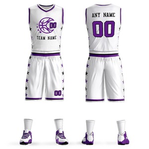 Vente en gros de maillots de basket-ball personnalisés vierges avec impression numérique, costume d'uniforme de maillot de basket-ball bon marché - Product Image 6