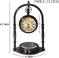 Horloge de table avec chiffres romains Horloge de bureau en métal bronze antique avec design élégant à défilement