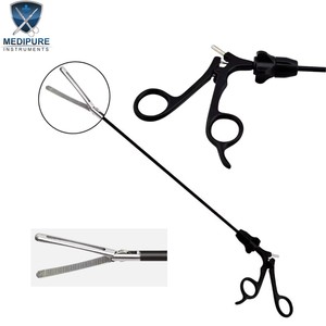 คีมจับลำไส้แบบโดร์ซีย์สำหรับการผ่าตัดผ่านกล้อง ปากคีมแบบมีรู ขนาด 5 มม. x 31 ซม. สำหรับการผ่าตัดผ่านกล้องแบบรุนแรงต่ำ ยี่ห้อ MEDIPURE INSTRUMENTS - Product Image 1