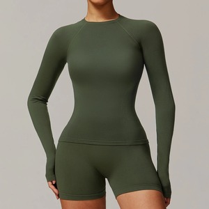 Camiseta deportiva sin costuras para mujer, Top deportivo de manga corta, ropa de baile de Yoga, camisetas para correr de alta elasticidad, Top de entrenamiento de realce para gimnasio - Product Image 1