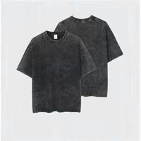 T-shirt à col rond noir lavé à l'acide pour hommes, nouveau design, doux 100% coton, coupe régulière, manches courtes, formel, écologique et respirant