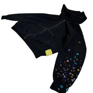 2025 nuevo diseño de sudaderas con capucha acolchadas de algodón 100% para hombre, Jersey suave antiarrugas con diamantes de imitación multicolores, la mejor tarifa al por mayor - Product Image 4