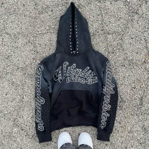 Street Wear Design Tendance Bonne Qualité Vintage Strass À Capuche Beau Look Essentiel French Terry Faded Hoodie - Product Image 2