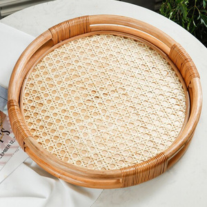 Nueva bandeja de servicio redonda de ratán ecológico natural artesanal para el hogar y accesorios de cocina decoración del hogar calidad superior - Product Image 1