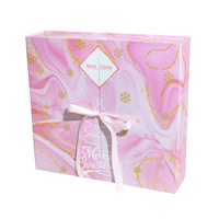 Caja de Calendario de Adviento Plegable al por Mayor, Rosa Mármol con Lámina Dorada, Doble Puerta, 24 Cajones, Caja de Regalo para Cuenta Regresiva de Navidad