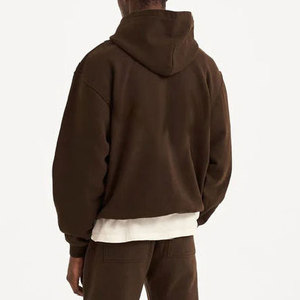 Pull vierge 500Gsm polaire à capuche Logo personnalisé coton épais poids lourd surdimensionné Streetwear recadrée à capuche fabricants - Product Image 4