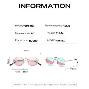 แว่นกันแดดทรงกลมแฟชั่นกรอบโลหะเต็มขอบ  ฟิล์มสีซันเรย์  เลนส์โพลาไรซ์ ป้องกันรังสียูวี 400  โปร่งใส  ระดับไฮเอนด์ - Product Image 4