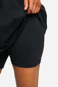 Heavyweight 100% cotton Custom DTF printed Logo Womens T-Shirt and Shorts Set Solid black Color Breathable 2-Piece Set for Women - Product Image 2