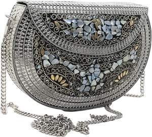 Sac de soirée fait à la main en métal mosaïque, boîte à motifs de perles, décoration, nouveau design, brillant naturel - Product Image 6