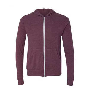 Sudadera con capucha y cremallera ligera de manga larga ajustada para hombre, ropa personalizada Bella de lona, sudadera con capucha y cremallera de manga larga flexible para hombre - Product Image 3