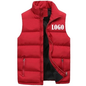 Gilet pour hommes personnalisé manteaux et vestes épais col montant couleur unie gilet en coton veste en duvet de canard sans manches - Product Image 3