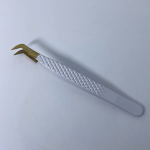 แหนบคีบขนตาแบบตรงและโค้งงอสีขาวและสีทองทำจากสเตนเลสคุณภาพดี - Product Image 1