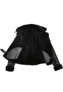 Veste en cuir d'agneau véritable pour femmes, mode d'hiver de haute qualité, fermeture éclair, tissu tissé, doublure en peau de mouton - Product Image 3