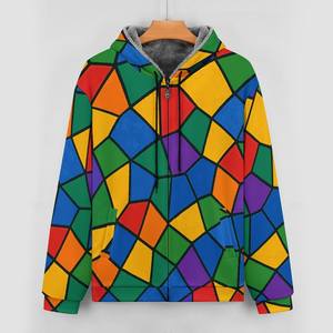 Sweat à capuche personnalisé en polaire 100% polyester respirant et écologique, avec fermeture éclair, design vintage délavé, fabriqué par un fabricant de vêtements. - Product Image 3