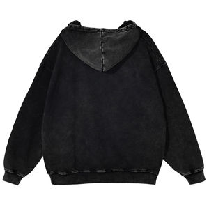 Sweat-shirts à capuche zippés pour hommes, lavage à l'acide, coupe régulière, logo personnalisé, fabrication professionnelle, écologiques, respirants - Product Image 2