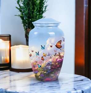 Urna conmemorativa de flores silvestres y mariposas personalizable para cenizas urnas funerarias decorativas personalizadas - Product Image 4