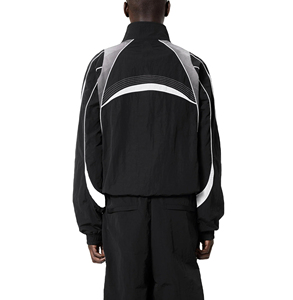 ชุดแจ็คเก็ตกันลมแบบมีฮู้ดสำหรับผู้ชาย สไตล์ลำลอง ชุดวอร์มแบบมีซิปสะท้อนแสง ผ้าไนลอน สองชิ้น สีพื้น รุ่น 2026 - Product Image 4