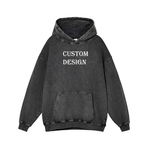 Sudadera con capucha de manga larga con lavado ácido azul sólido personalizado para hombre, la mejor oferta, ropa de calle OEM con diseño bordado para invierno - Product Image 6