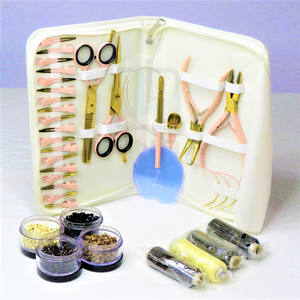 Kit d'outils d'extension de cheveux en rose bébé avec couleur Plasma or et autres accessoires, étiquette de marque personnalisée gratuite sur les outils et le Kit - Product Image 2