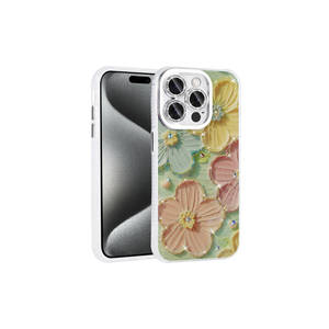 Étui de protection rigide en silicone ATA Garden de luxe avec motif floral et strass pour iPhone 14 Pro Max, finition électroplaquée, style INS - Product Image 2