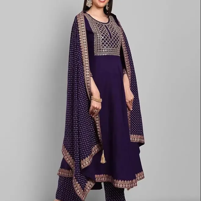 Design personalizzato donna indiano salwar kameez festa di nozze abbigliamento pesante dupatta set abito lungo da donna