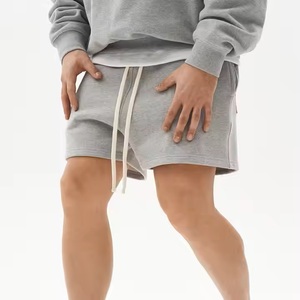 Pantalones cortos deportivos de deporte de algodón 100% con premio barato para gimnasio y logotipo personalizado, pantalones cortos de entrenamiento con cordón en blanco - Product Image 3