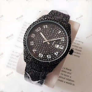 Reloj de lujo con diamantes de moissanita, reloj hecho a mano para mujer, reloj de pulsera automático de moissanita blanca para hombre o mujer - Product Image 3