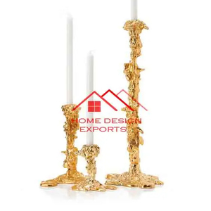 Portavelas de Metal con acabado dorado, superventas, 2024, soporte de vela de Metal de fundición decorativo para el hogar de lujo - Product Image 1