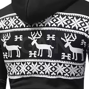 Vente en gros de service OEM sweats à capuche de Noël en coton mélangé meilleure conception sweats à capuche de Noël légers de couleur unie pour hommes en stock - Product Image 5