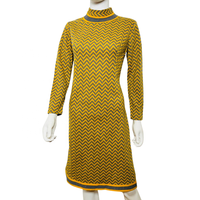 Vestido de manga larga de punto suéter para mujer de alta calidad Zig Zag rayas cuello redondo manga larga Vestido de punto Sorority 1908