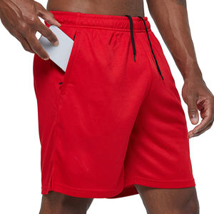 Pantalones cortos informales de gimnasio para hombre, ropa de calle de diseñador de secado rápido con patrón sólido con cordón, pantalones cortos para hombre en rojo - Product Image 3