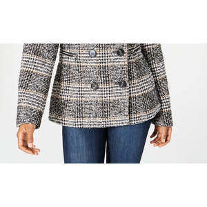 Maralyn Me Giacca Peacoat Doppio Petto Reversibile per Ragazzi, in Tessuto Traspirante Tinto in Tinta Unita Cammello a Quadri, Taglie XS-XL - Product Image 3