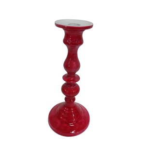 Lot de 2 bougeoirs en aluminium avec revêtement en poudre de pêche pour le salon et la décoration de mariage faits à la main en vrac - Product Image 2