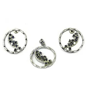 925 Silver <b>Moon</b> Shape <b>Crystal</b> Pendant Earrings Set Women's Minimalist Jewelry Everyday Wear - Product Image 1