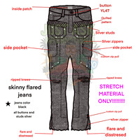Tendance Homme Denim Cargo Jeans Streetwear Bleu Délavé Coupe Empilée avec Fermetures Éclair Multi-Poches Exposées et Cheville Zips Denim Pantalon