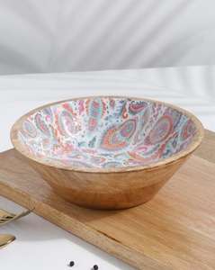 Ustensiles de cuisine de grande taille faits à la main Bol en bois personnalisé de haute qualité Autocollant imprimé en émail moderne Poli écologique jetable - Product Image 4