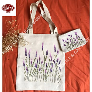 Set of 2 Hand-Embroidered Tote Bags and <b>Small</b> <b>Purses</b> Decorative Flower Embroidery - Product Image 1