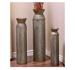 Best Quality Rustic Farmhouse Style Galvanized Metal Floor <b>Vase</b> Decoration <b>SET</b>/<b>3</b> New Design Decoration Latest Modern <b>Vases</b> Style - Product Image 6