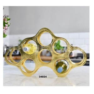 5 Bottle Counter top Wine Rack Holder for Wine Storage - <b>Freestanding</b> Metal Wine Rack - Modern Tabletop Bottle Holder - Product Image 3